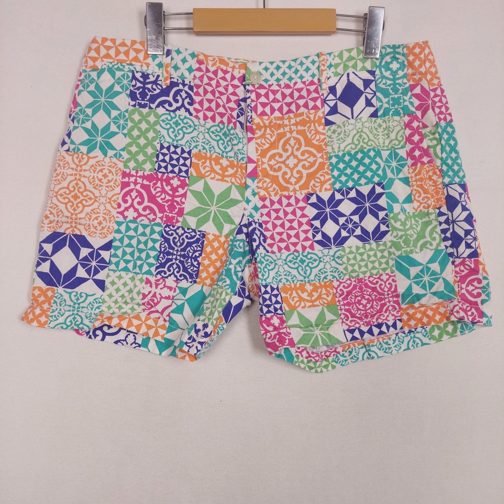 Polo Ralph Lauren Womens Patchwork Tile Print Shorts Multi Color Size 8 Preppy